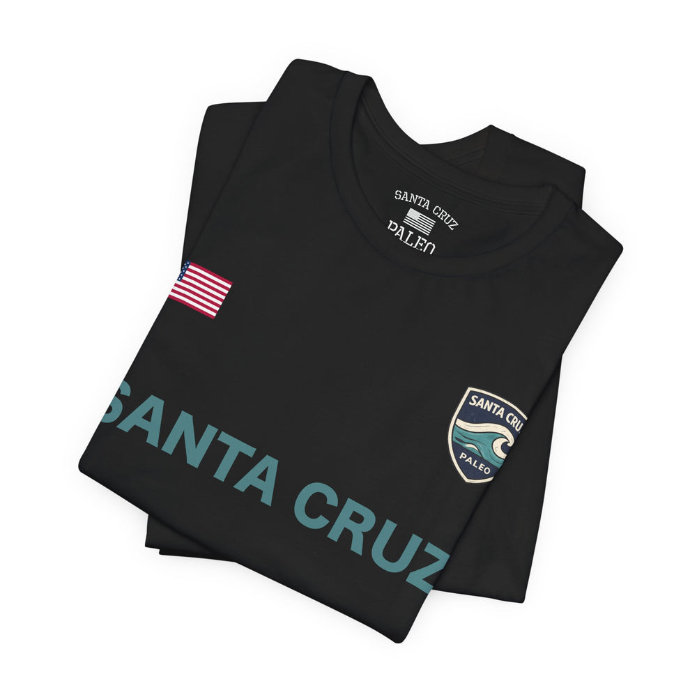 Santa Cruz Soccer T-Shirt black with blue text
