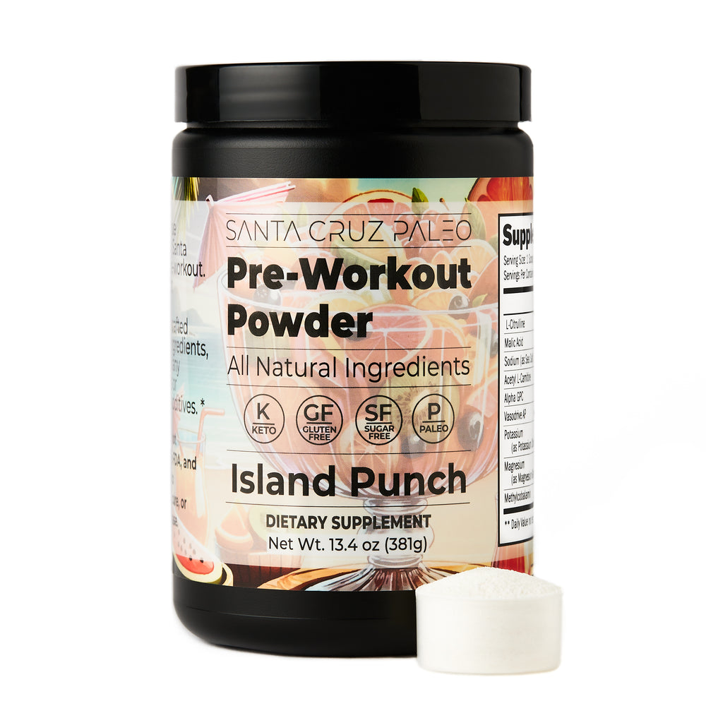 Santa Cruz Paleo Pre-Workout Powder | Non-Caffeinated | 30 Servings | All-Natural | Zero Artificial Additives