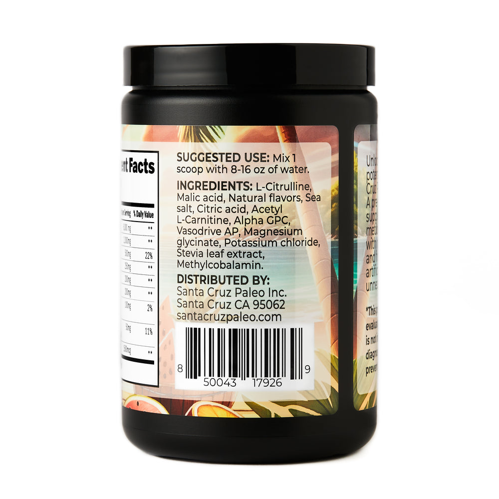 Santa Cruz Paleo Pre-Workout Powder | Non-Caffeinated | 30 Servings | All-Natural | Zero Artificial Additives