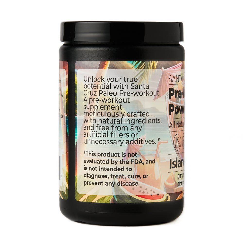 Santa Cruz Paleo Pre-Workout Powder | Non-Caffeinated | 30 Servings | All-Natural | Zero Artificial Additives